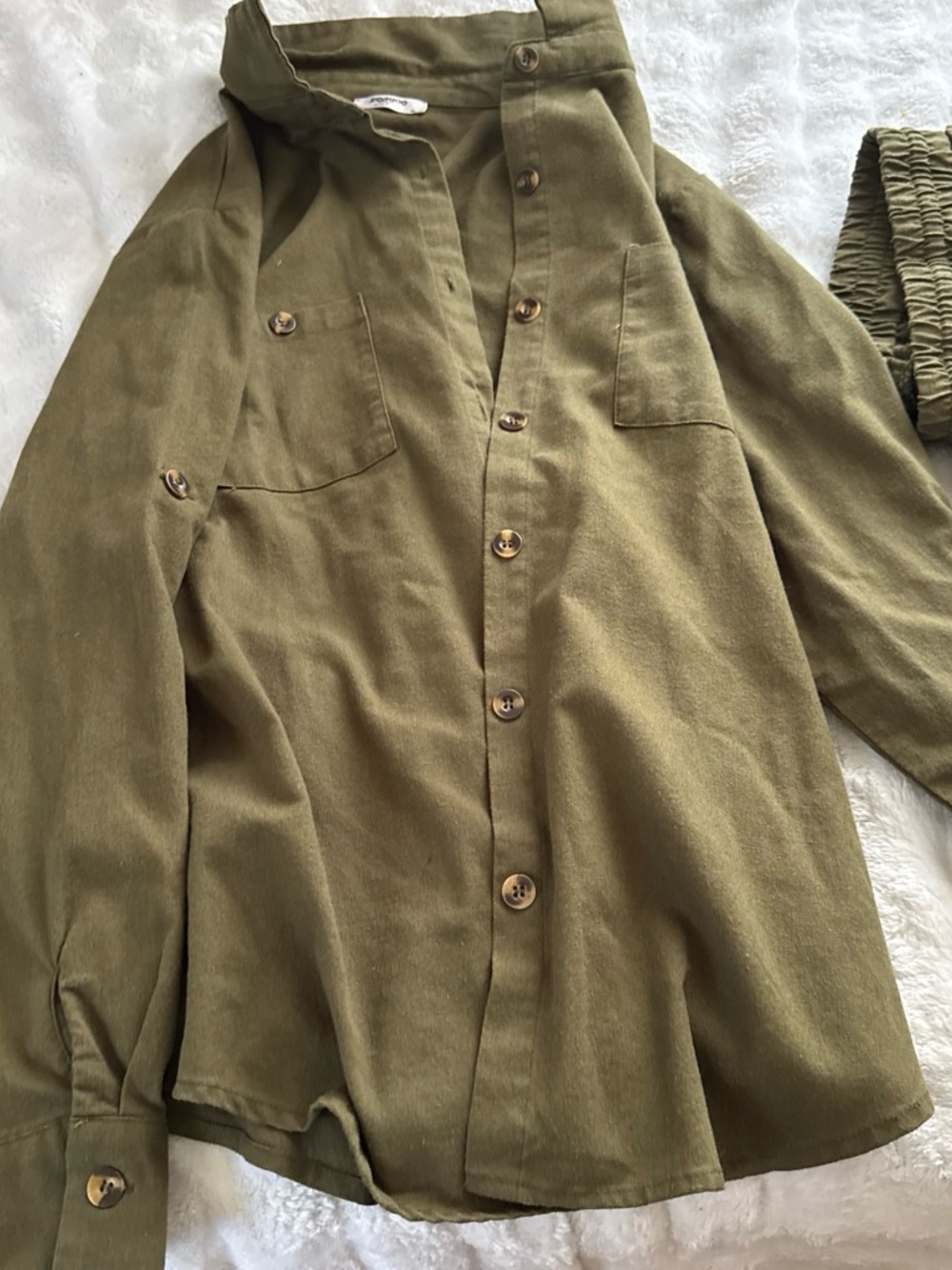 Olive Green Button-Up Shirt Jacket